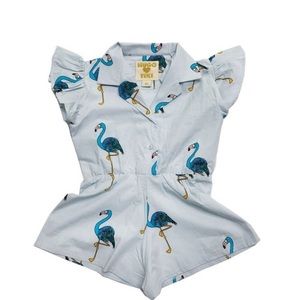 Hugo loves Tiki blue flamingo romper for kids